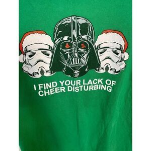 Star Wars Green Christmas Graphic Short Sleeve T-Shirt Men's Size Large